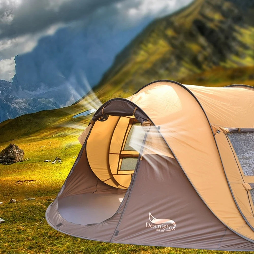 DESERT&FOX 3-4 People Outdoor Automatic Tent Rainproof Sunproof Camping Hiking Beach Tent - Grass Green/Army Green - 3