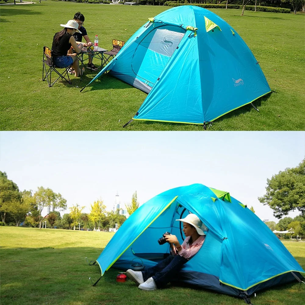 DESERT&FOX 3-4 People Camping Tent Lightweight Backpacking Tent Waterproof Windproof Hiking Tent for Outdoor Mountaineering Travel - Blue - 6