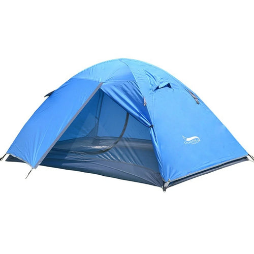 DESERT&FOX Rainproof Double Layer Tent Waterproof Camping Hiking One Door Tent (Aluminum Pole) - Blue - 1