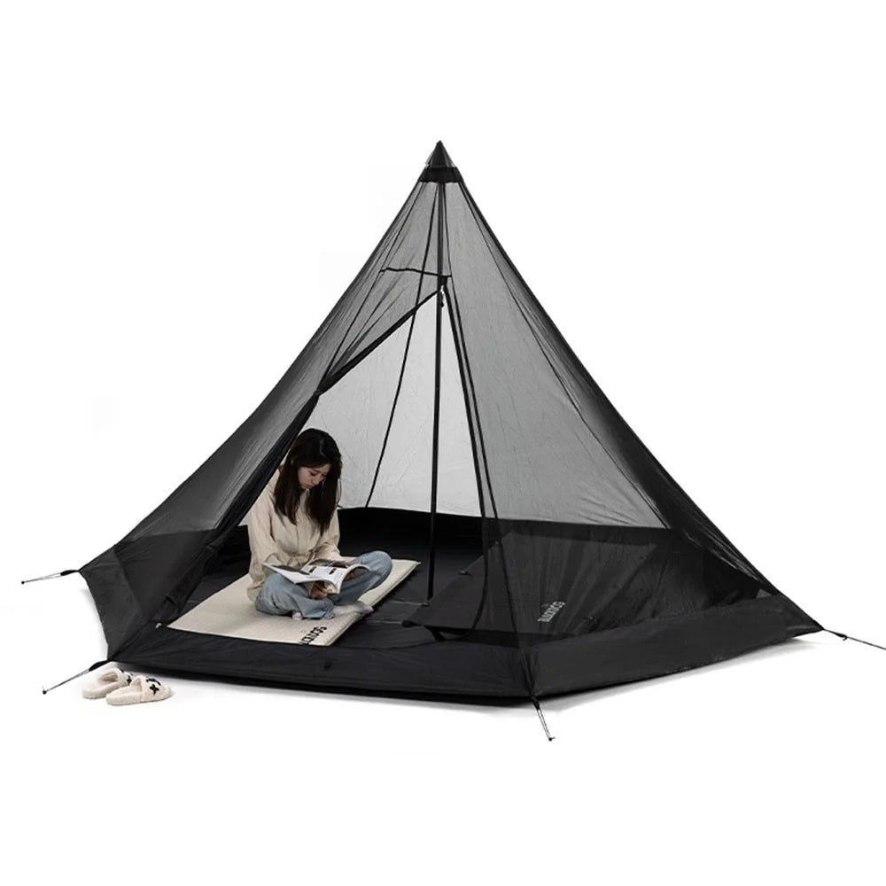 BLACKDOG BD-ZP003 Outdoor Portable Tent Hexagonal Pyramid Folding Tent Large Space Nature Hiking Camping Tourist Dinner Picnic Tent for 3-4 People - 3