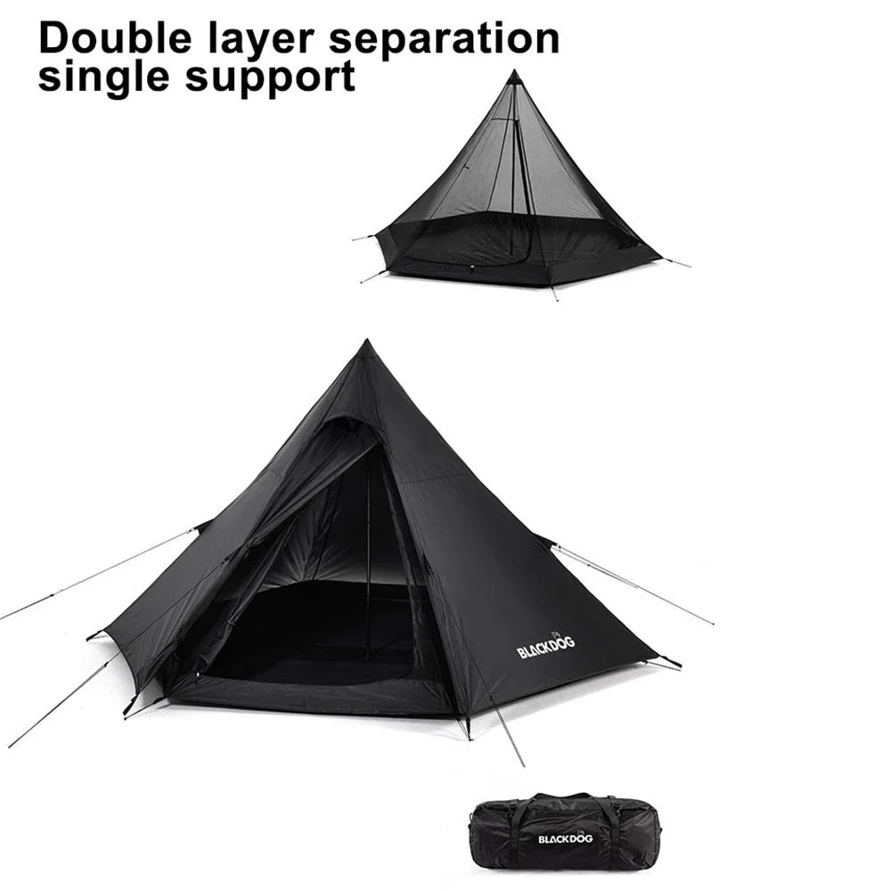 BLACKDOG BD-ZP003 Outdoor Portable Tent Hexagonal Pyramid Folding Tent Large Space Nature Hiking Camping Tourist Dinner Picnic Tent for 3-4 People - 5