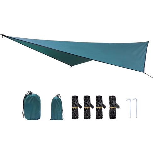 TM-0008 Camping Tarp Portable Waterproof Tent Multifunctional Awning for Outdoor Travel Hiking Picnic - Blackish Green - 1