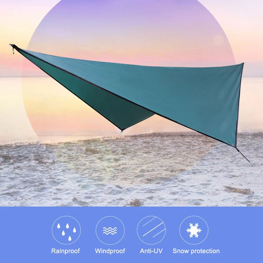 TM-0008 Camping Tarp Portable Waterproof Tent Multifunctional Awning for Outdoor Travel Hiking Picnic - Blackish Green - 3