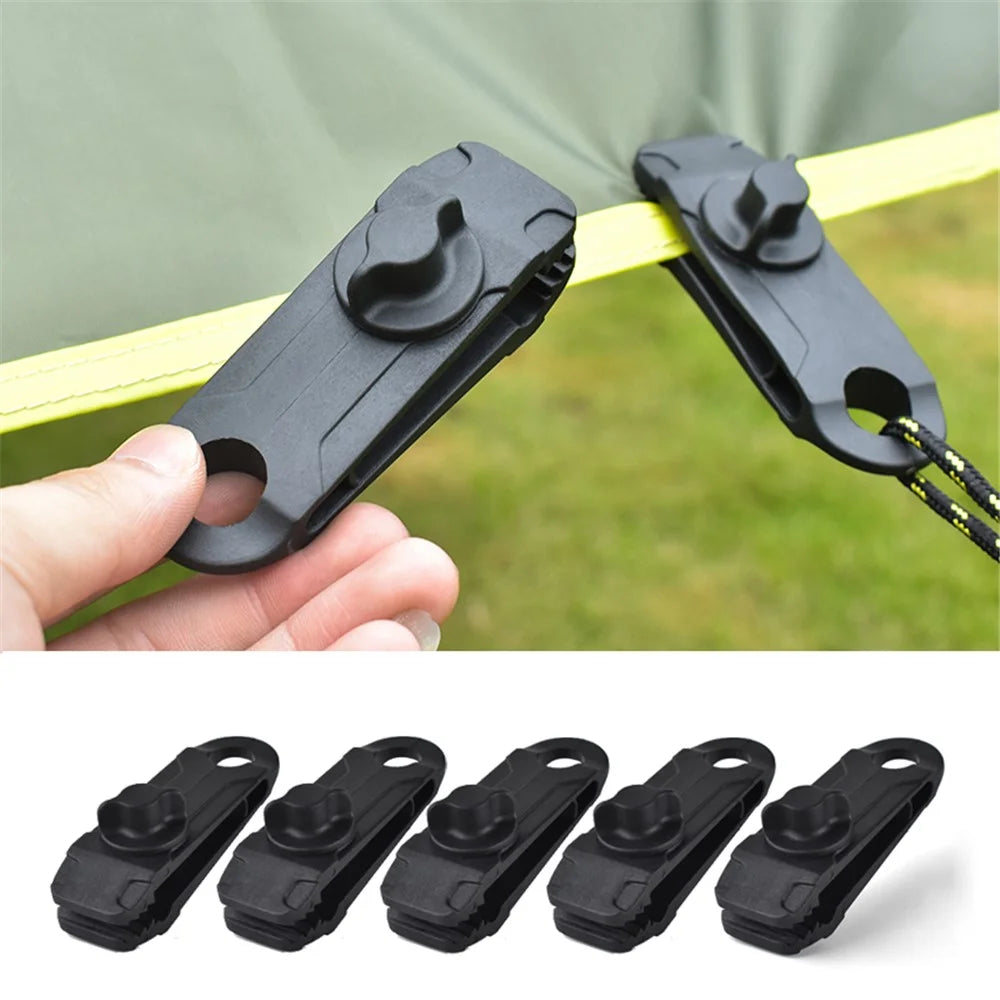 5Pcs/Set Outdoor Tent Canopy Tarp Clip Awning Windproof Fixed Buckle Clip for Camping Hiking - 1