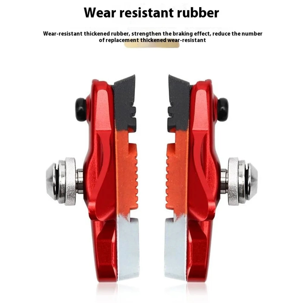 RIDERACE rn2200 1 Pair Aluminum Alloy + Rubber Mountain Road Bike C Brake Pads Braking Holder Shoes - Red - 2