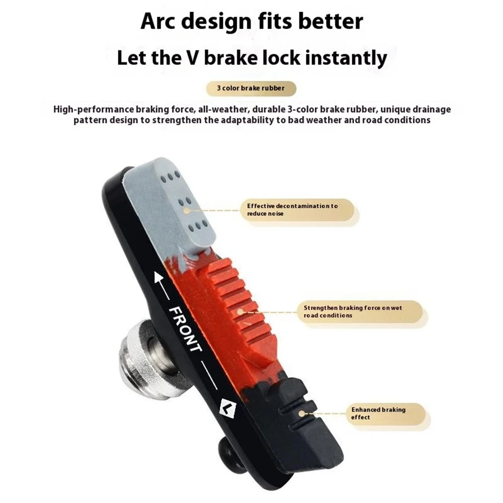 RIDERACE rn2200 1 Pair Aluminum Alloy + Rubber Mountain Road Bike C Brake Pads Braking Holder Shoes - Red - 4