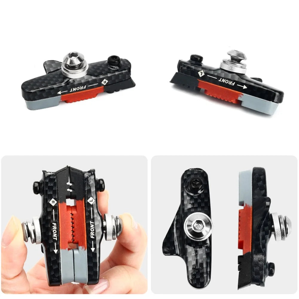 RIDERACE rn2200 1 Pair Aluminum Alloy + Rubber Mountain Road Bike C Brake Pads Braking Holder Shoes - Red - 5