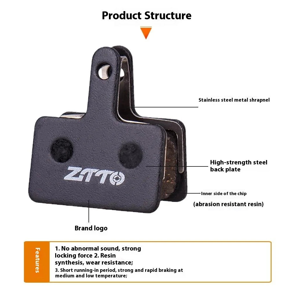 ZTTO 1 Pair For Mountain Bike Disc Brake Pads Semi-Metallic Resin BB5 Oil Disc Brake Shoes - MS-01B - 2