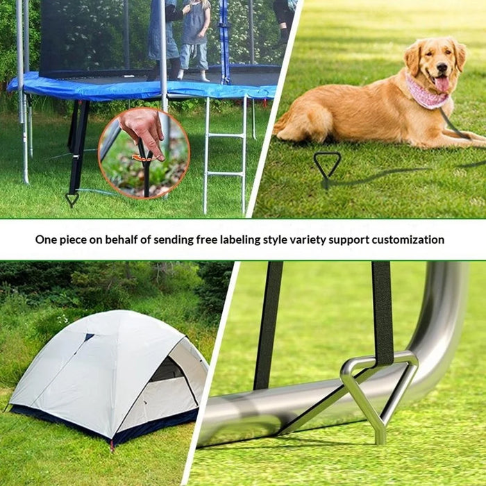 4Pcs Spiral Ground Anchor 40cm Stainless Steel Stakes with Fixing Straps for Camping Tent Trampoline - Black - 3