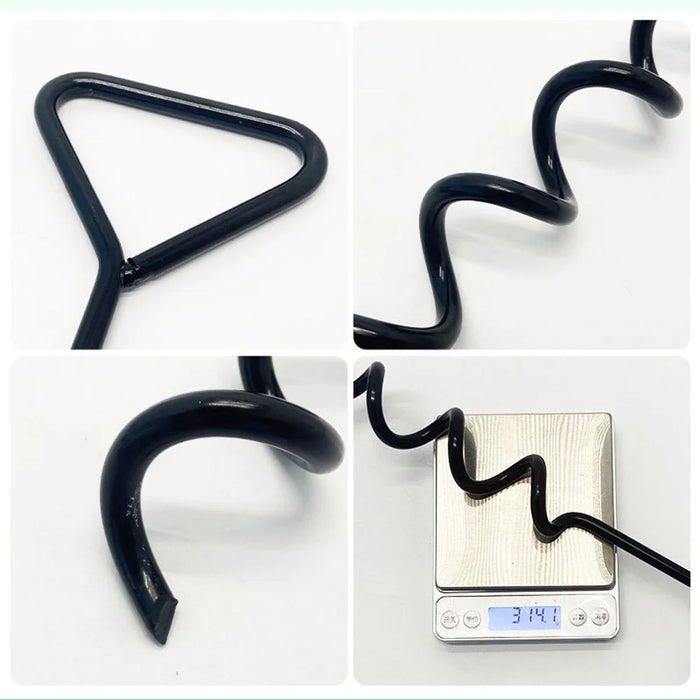 4Pcs Spiral Ground Anchor 40cm Stainless Steel Stakes with Fixing Straps for Camping Tent Trampoline - Black - 5