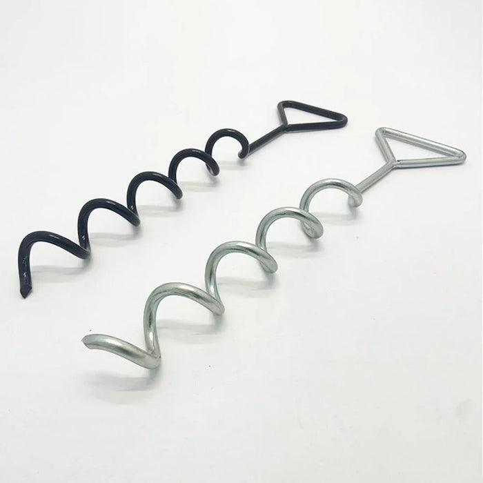 4Pcs Spiral Ground Anchor 40cm Stainless Steel Stakes with Fixing Straps for Camping Tent Trampoline - Black - 6