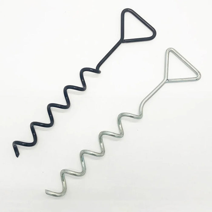 4Pcs Spiral Ground Anchor 40cm Stainless Steel Stakes with Fixing Straps for Camping Tent Trampoline - Black - 7