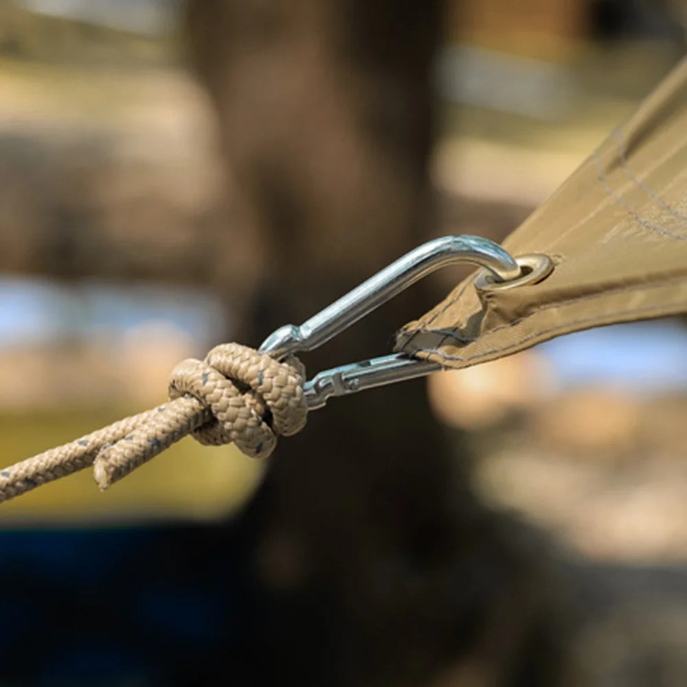 4mmx4m Climbing Rope Camping Tent Canopy Windproof Rope with Adjustable Pulley Tensioner for Outdoor Activities - Khaki - 3