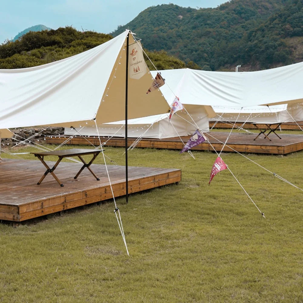 4mmx4m Climbing Rope Camping Tent Canopy Windproof Rope with Adjustable Pulley Tensioner for Outdoor Activities - Khaki - 5