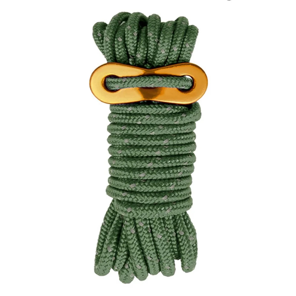 1 Bundle of Reflective Tent Canopy Rope 4mmx4m Lightweight Line Cord with Tensioner for Outdoor Fishing Climbing Rescue Camping - Army Green - 1