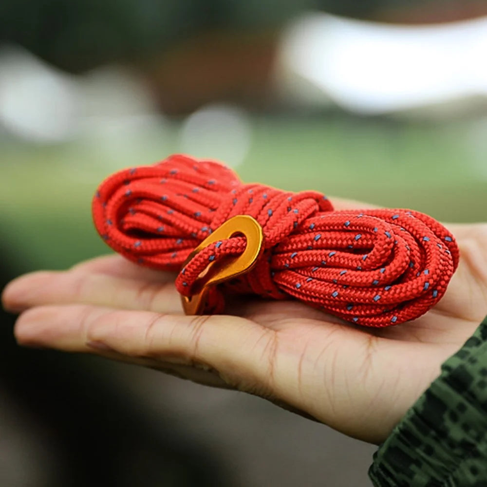 1 Bundle of Reflective Tent Canopy Rope 4mmx4m Lightweight Line Cord with Tensioner for Outdoor Fishing Climbing Rescue Camping - Army Green - 7
