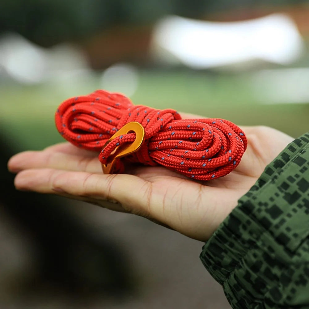 6 Bundles of Reflective Outdoor Camping Windproof Tent Rope 4mmx4m with Cord Tensioner for Fishing, Hiking, Backpacking, Emergency Rescue - Blue - 4
