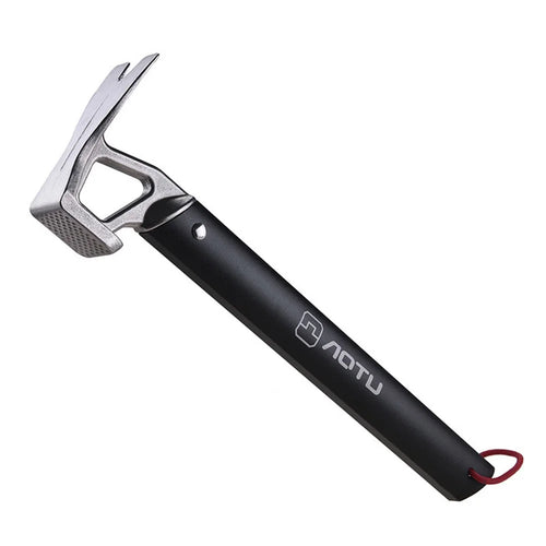 AOTU Outdoor Camping Tent Peg Hammer Mountaineering Hiking Stainless Steel Nail Puller - Black - 1