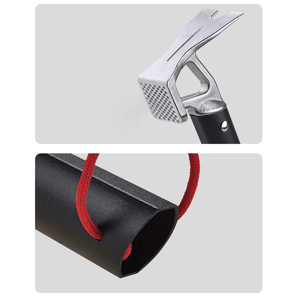 AOTU Outdoor Camping Tent Peg Hammer Mountaineering Hiking Stainless Steel Nail Puller - Black - 3