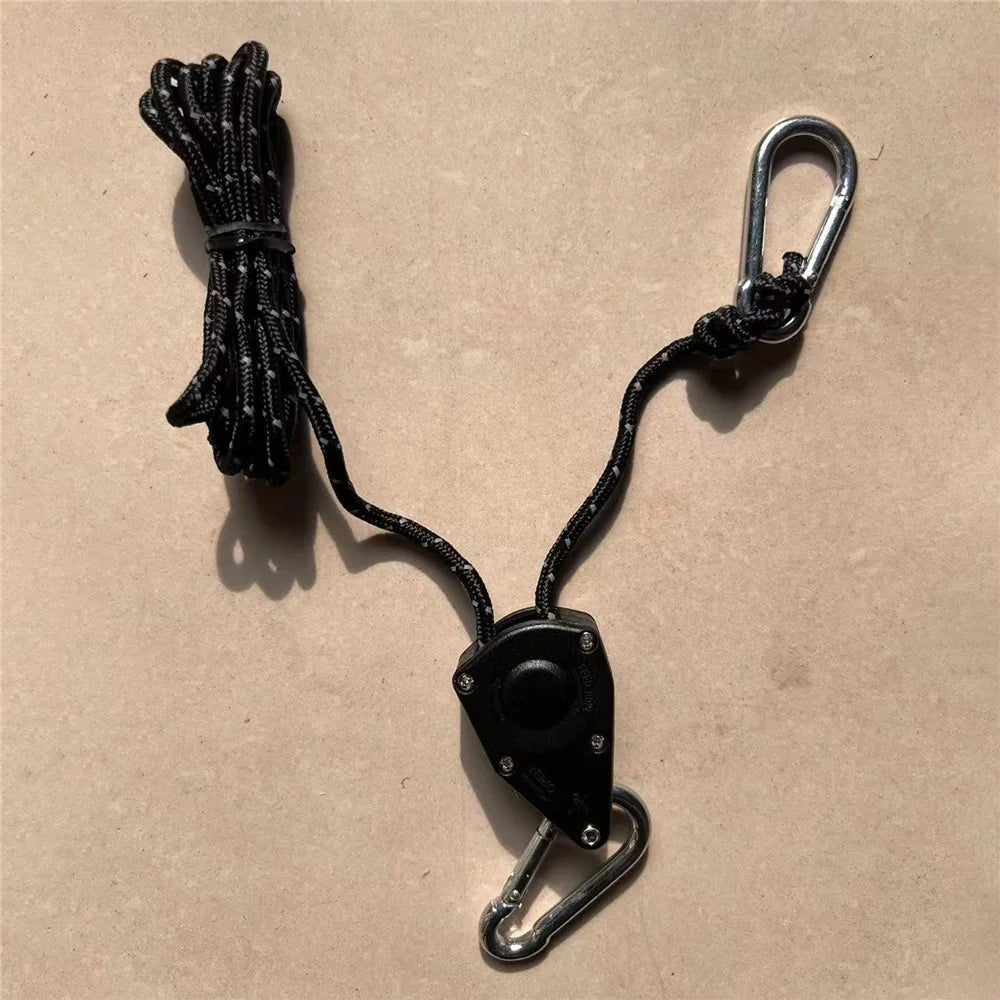 AOTU Adjustable Lanyard for Tent Fan Plant Lamp Rope Ratchet Hanger Lifting Pulley Hook Camping Buckle - 6