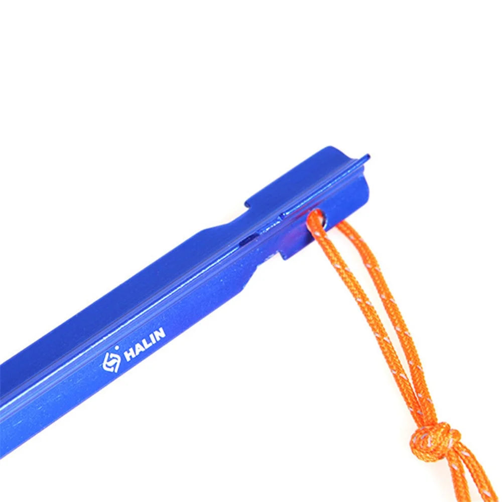 HALIN 4Pcs 18cm Aluminum Alloy Tent Stake Outdoor Camping Canopy Tarp Fixing Ground Pegs with Rope - Random Color - 7