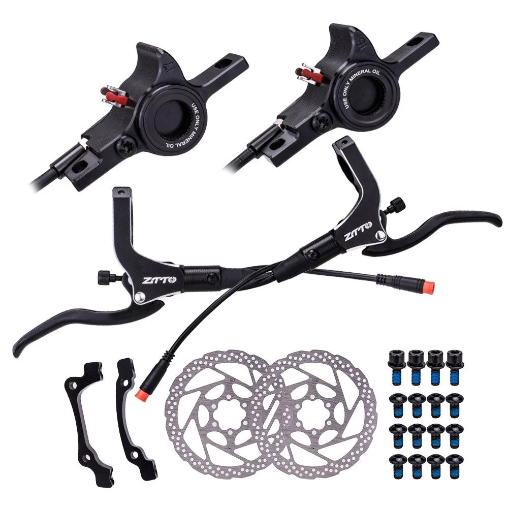 ZTTO DFH-EO2 Ebike Front Hydraulic Brakes Bike Power-Off Hydraulic Brake Kit with Disc - Black - 1