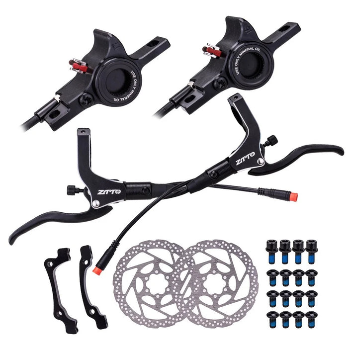 ZTTO DFH-EO2 Ebike Front Hydraulic Brakes Bike Power-Off Hydraulic Brake Kit with Disc - Black - 1