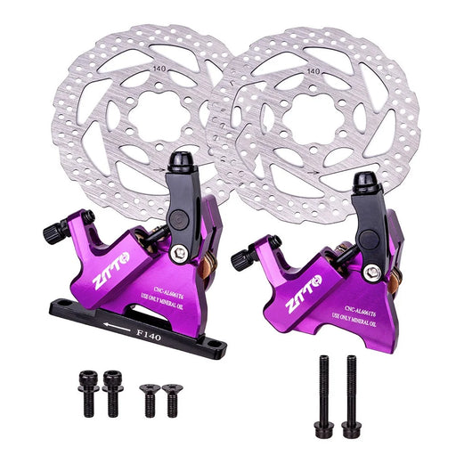 ZTTO Lightweight Aluminum Alloy Road Bike Flat Mount Disc Brake Caliper Set - Purple - 1