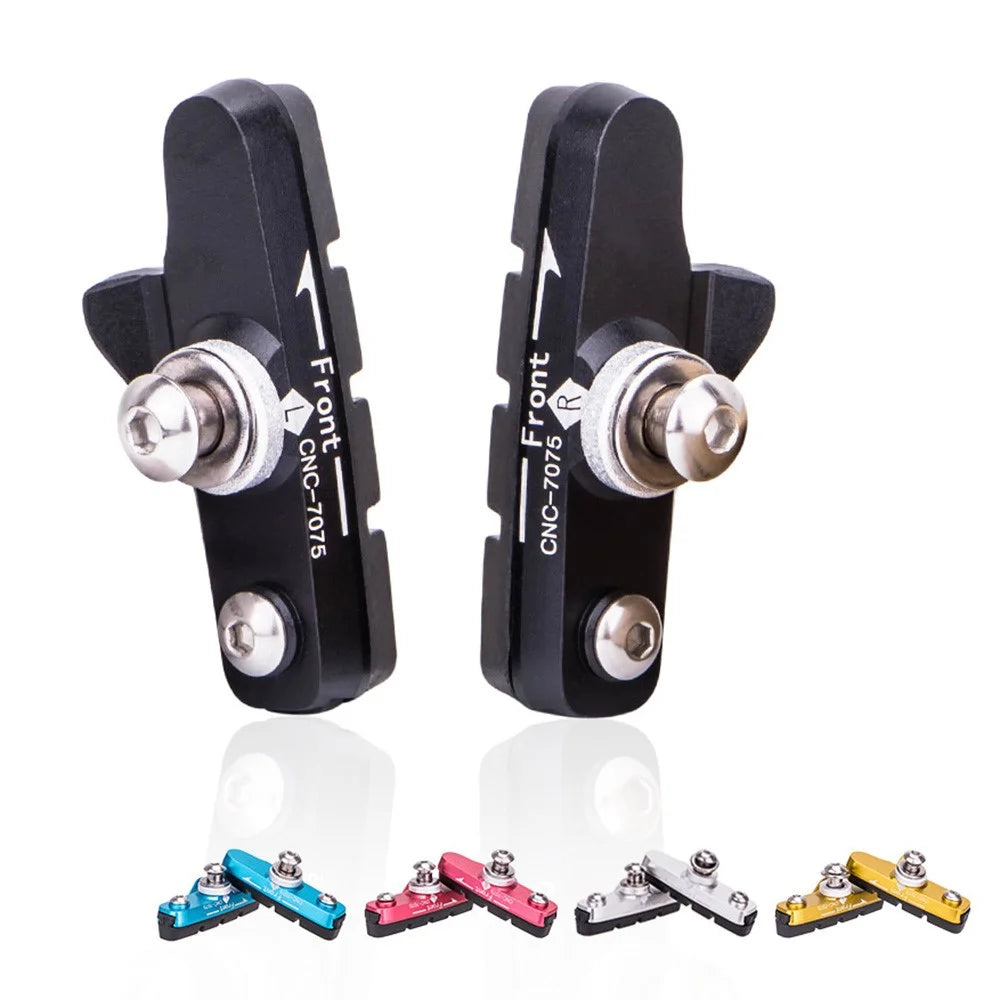 ZTTO 1 Pair Road Bike C-Brake Pad Aluminum Alloy Brake Block Bicycle Parts - Black - 6