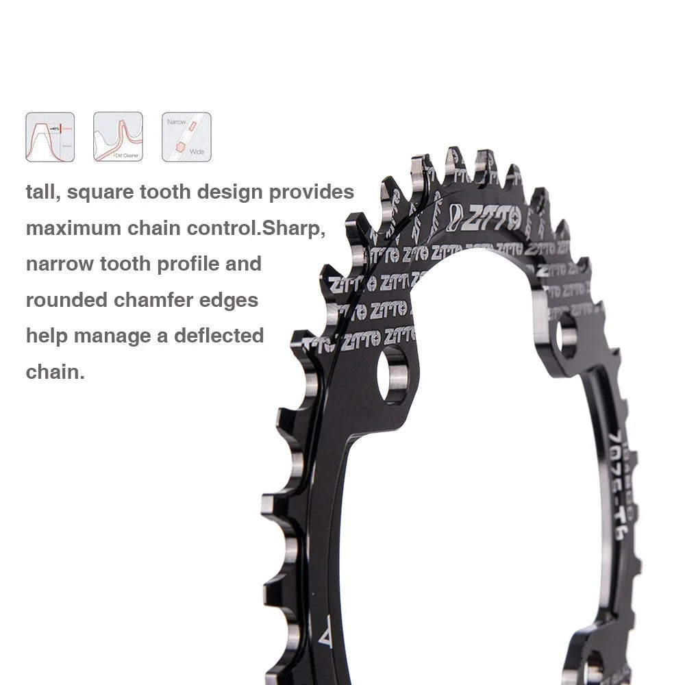 ZTTO 104BCD Positive Negative Teeth Bike Single Chainring Aluminum Alloy Crankset Single Speed Disc - Black 32T - 2