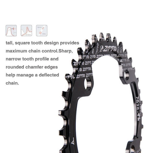 ZTTO 104BCD Positive Negative Teeth Bike Single Chainring Aluminum Alloy Crankset Single Speed Disc - Black 32T - 2
