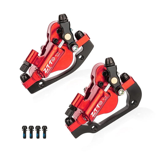 ZTTO XLYD1 1 Pair Front + Rear Aluminum Alloy MTB Bike Line Pulling Hydraulic Disc Brake Calipers - Red - 1