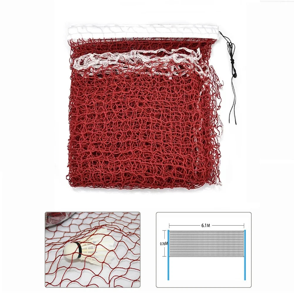 Portable Outdoor Standard Badminton Net for Professional Sports Training Game, 6.1m*76cm - Wine Red - 1