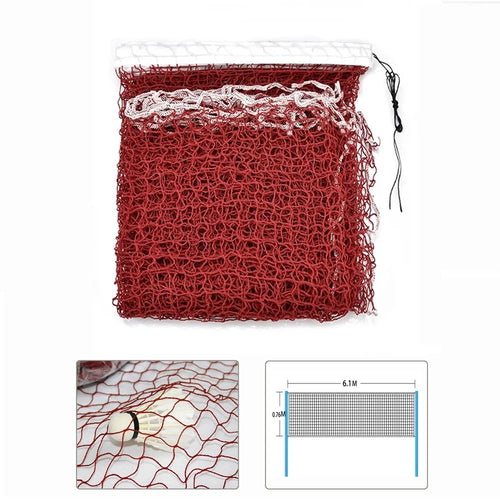 Portable Outdoor Standard Badminton Net for Professional Sports Training Game, 6.1m*76cm - Wine Red - 1