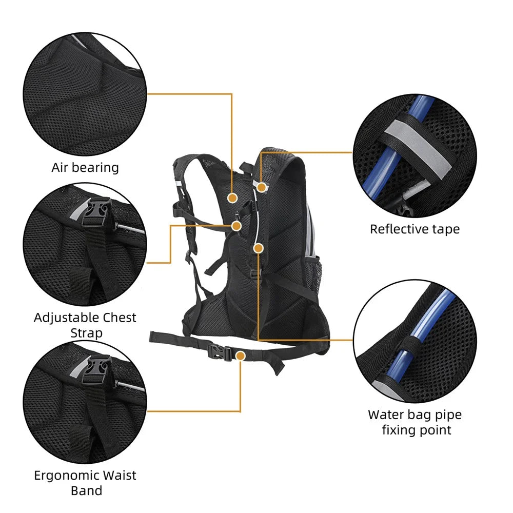 2L Multifunctional Outdoor Cycling Hiking Mountaineering Bag Reflective Backpack - Black - 6