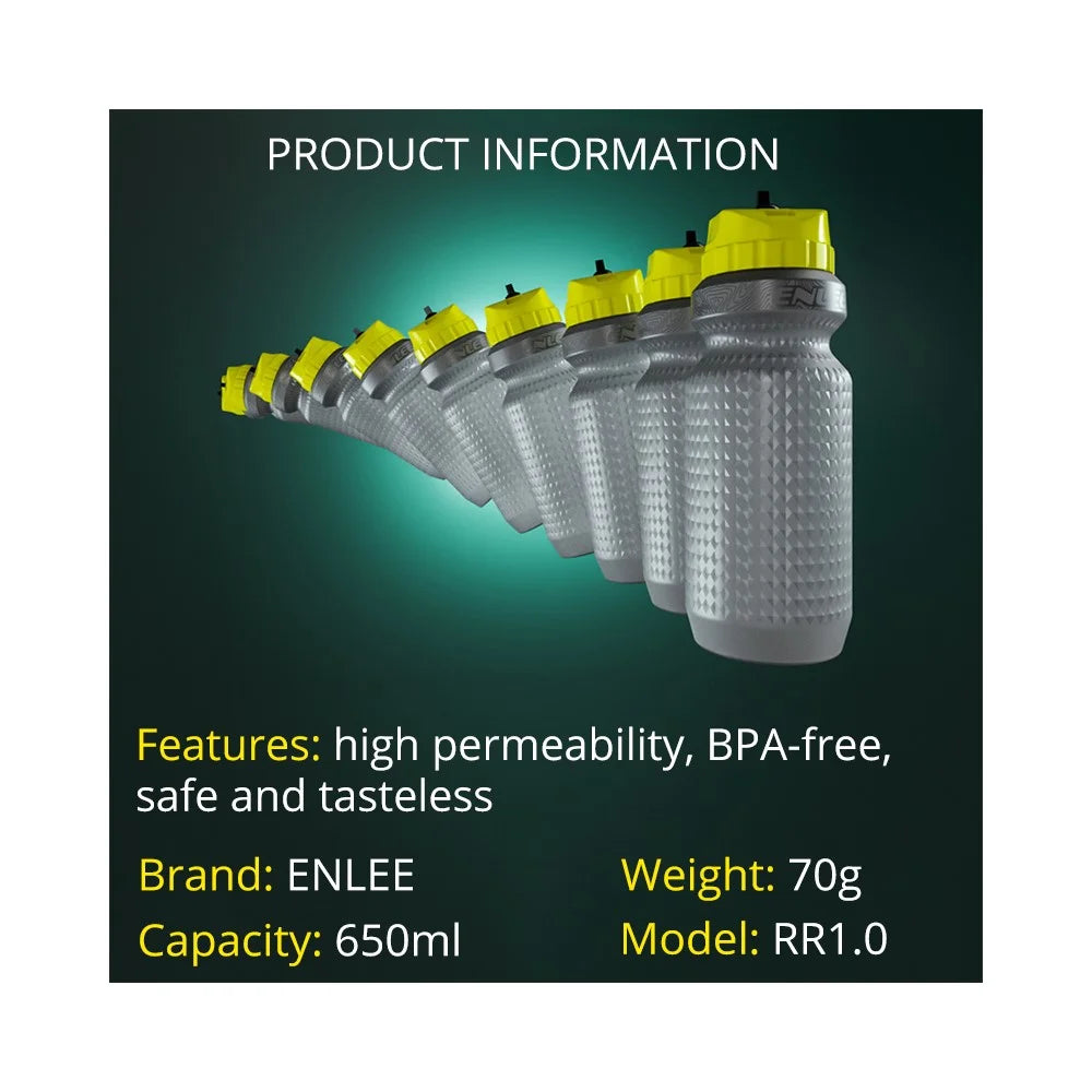 ENLEE RR10 FDA Certificated Sports Water Bottle Washable BPA-free Bike Water Bottle with Leakproof Lid for Outdoors Camping Cycling Fitness Gym - Orange - 4