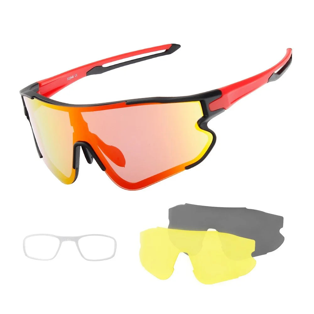 XQ-HD XQ-548 Cycling Sunglasses Bike Eyewear Goggle Riding Outdoor Sports Fishing Glasses with Replaceable Lens - Black/Red - 1