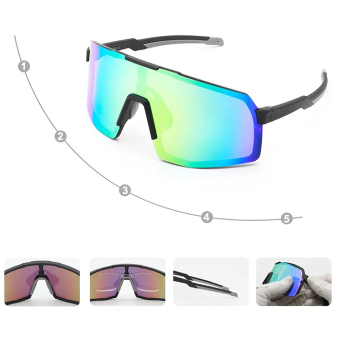 XQ-HD XQ-555 Sports Sunglasses Men Women Anti-Glare UV400 Racing Glasses Large Frame Goggles Cycling Eyewear - Black/Grey/Colorful - 2