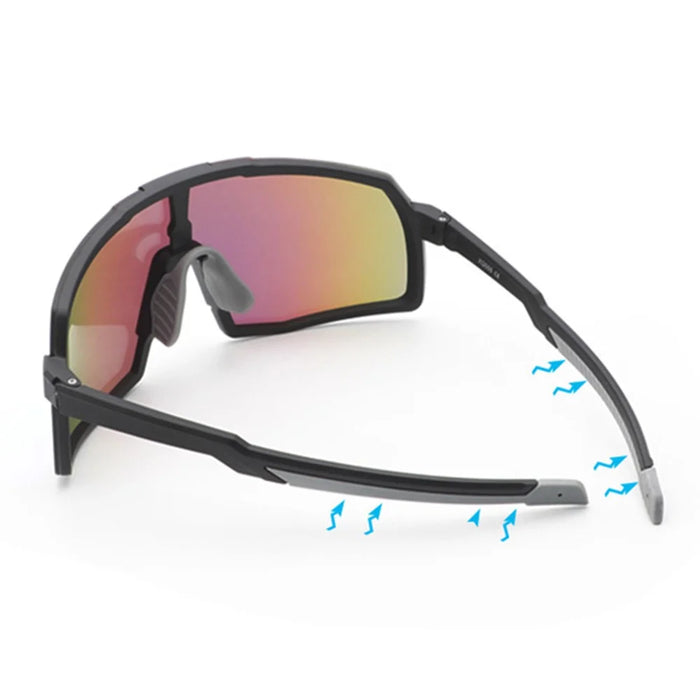 XQ-HD XQ-555 Sports Sunglasses Men Women Anti-Glare UV400 Racing Glasses Large Frame Goggles Cycling Eyewear - Black/Grey/Colorful - 5