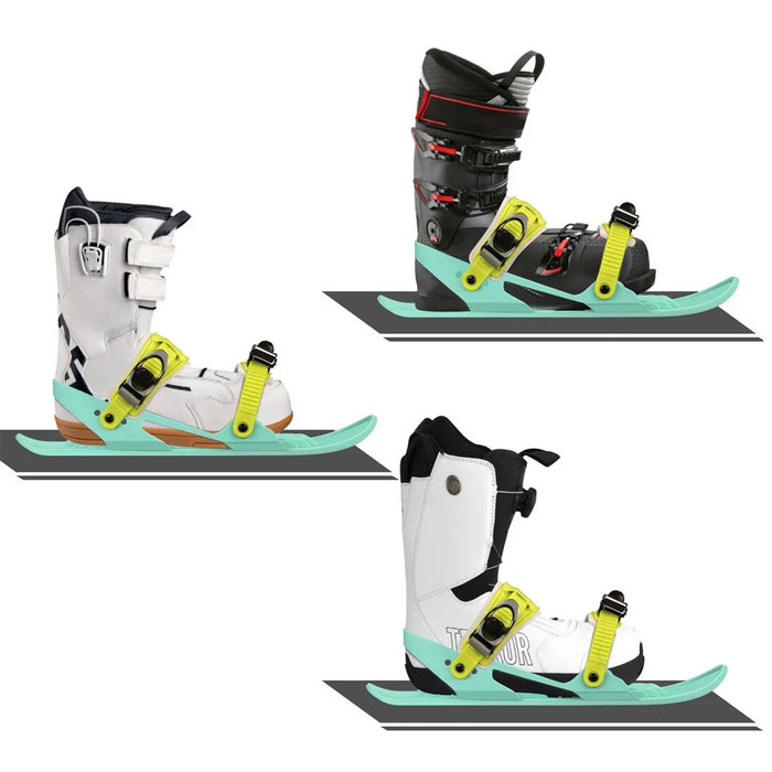 1 Pair Adult Ski Skates Ski-board Snowboard Shoes Adjustable Mini Sled Shoes Outdoor Winter Sports Skiing Shoes - Green - 2