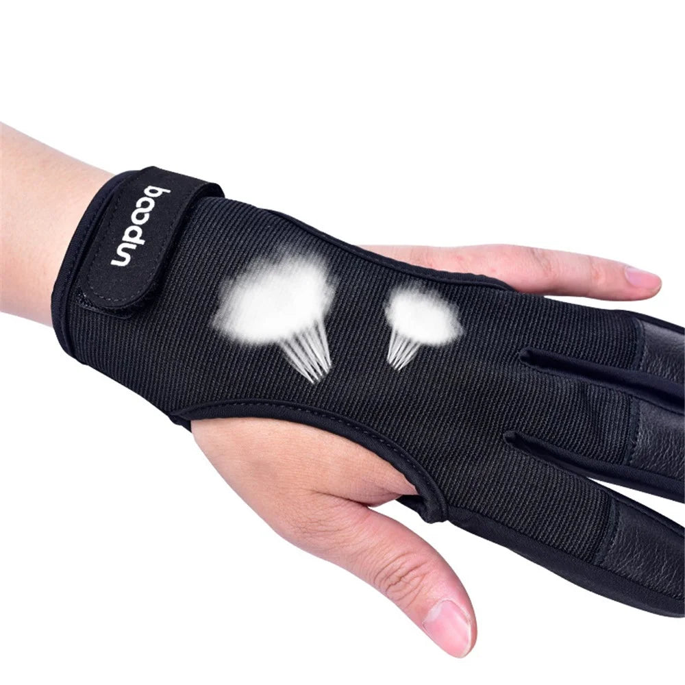 BOODUN 1280 3 Fingers Gloves Archery Guard Hand Protective Safety for Recurve Compound Bow Shooting Crossbow Slingshot Hunting - Black/S/M - 3