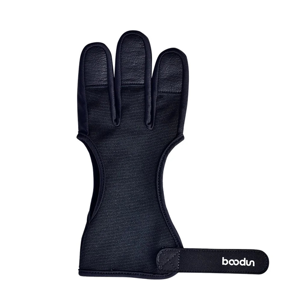 BOODUN 1280 3 Fingers Gloves Archery Guard Hand Protective Safety for Recurve Compound Bow Shooting Crossbow Slingshot Hunting - Black/S/M - 5