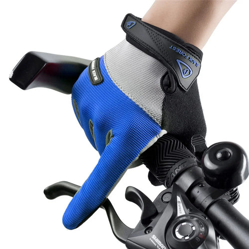 KYNCILOR A0056 MTB Gloves Cycling Full Finger Breathable Shockproof Bicycle Riding Touchscreen Sports Mittens - Blue/XL - 1