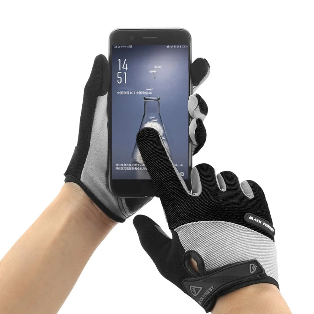 KYNCILOR A0056 MTB Gloves Cycling Full Finger Breathable Shockproof Bicycle Riding Touchscreen Sports Mittens - Blue/XL - 2