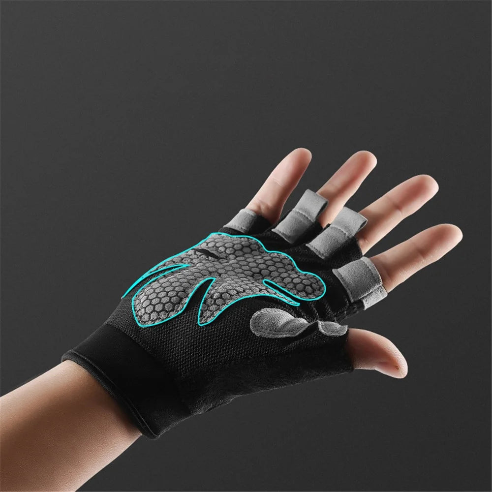 KYNCILOR A0042 One Pair Fitness Gloves Weightlifting Breathable Non-Slip Silicone Half Finger Bicycle Riding Gloves Cycling Accessories for Men and Women - Pink//S - 3