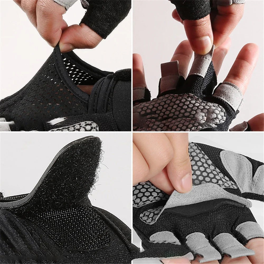 KYNCILOR A0042 One Pair Fitness Gloves Weightlifting Breathable Non-Slip Silicone Half Finger Bicycle Riding Gloves Cycling Accessories for Men and Women - Pink//S - 5