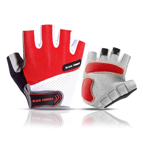 KYNCILOR A0055 Outdoor Sports Non-slip Half Finger Gloves Breathable Microfiber Leather Bike Mittens - Red/XL - 1