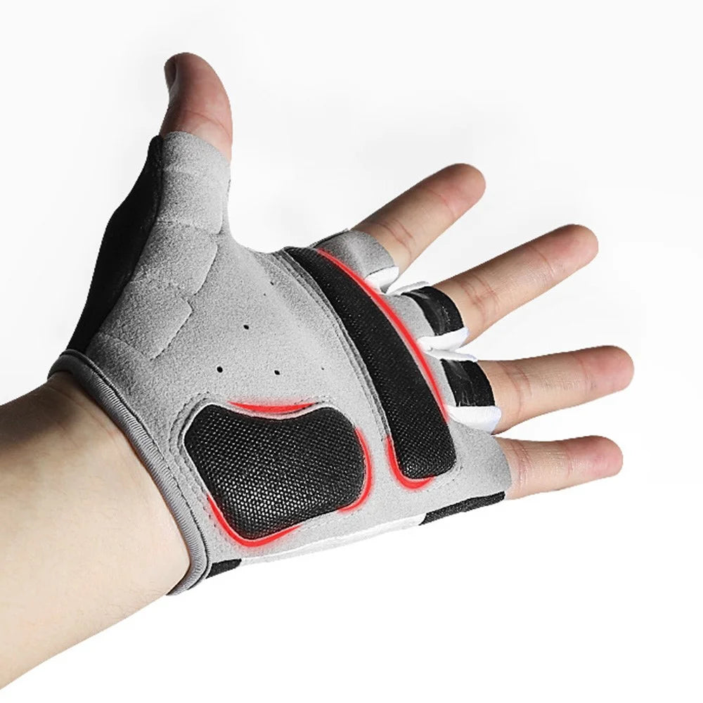 KYNCILOR A0055 Outdoor Sports Non-slip Half Finger Gloves Breathable Microfiber Leather Bike Mittens - Red/XL - 2