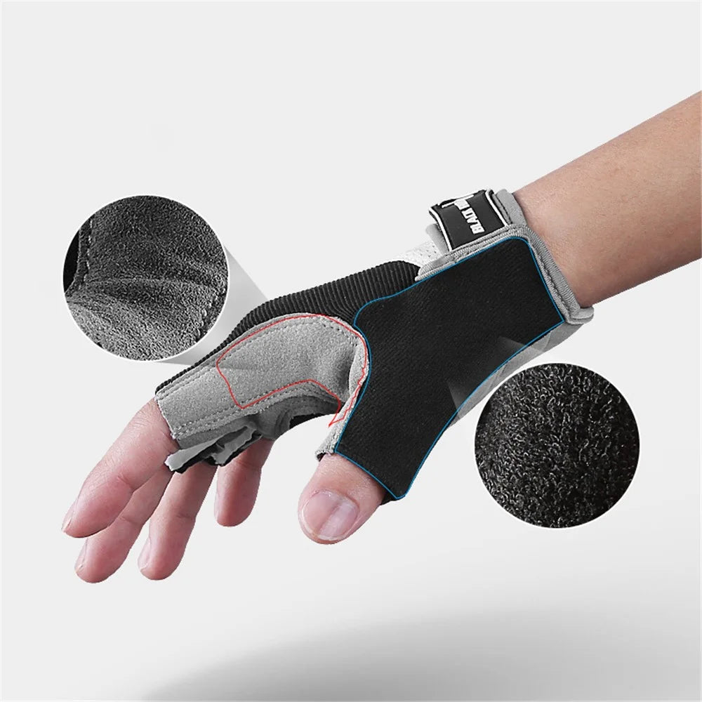 KYNCILOR A0055 Outdoor Sports Non-slip Half Finger Gloves Breathable Microfiber Leather Bike Mittens - Red/XL - 4