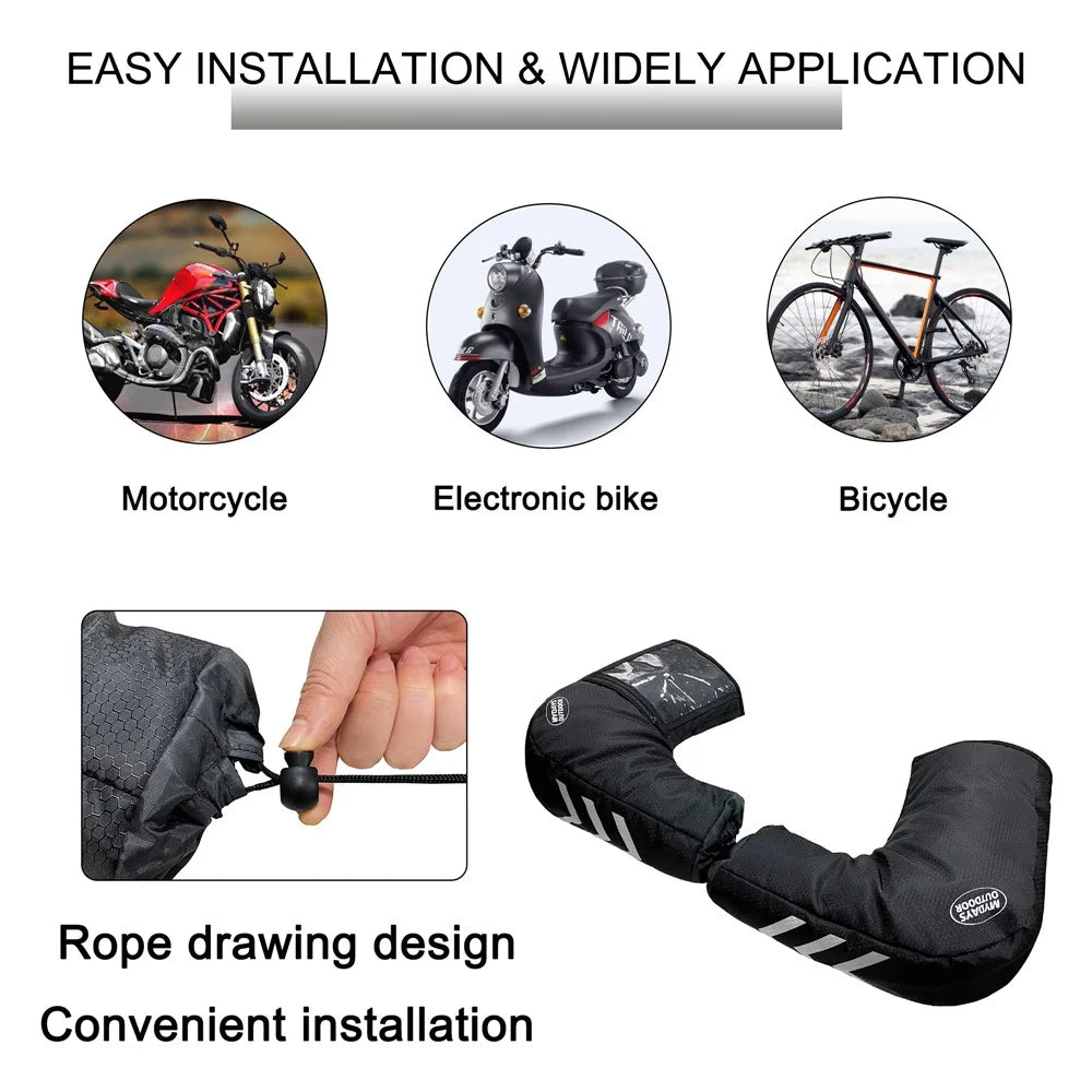 MYDAYS OUTDOOR 1 Pair Reflective Bike Handlebar Cover 420D Oxford Cloth Warm Road Bicycle Handlebar Sleeve - 4
